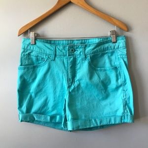Aqua Blue Cuffed Shorts